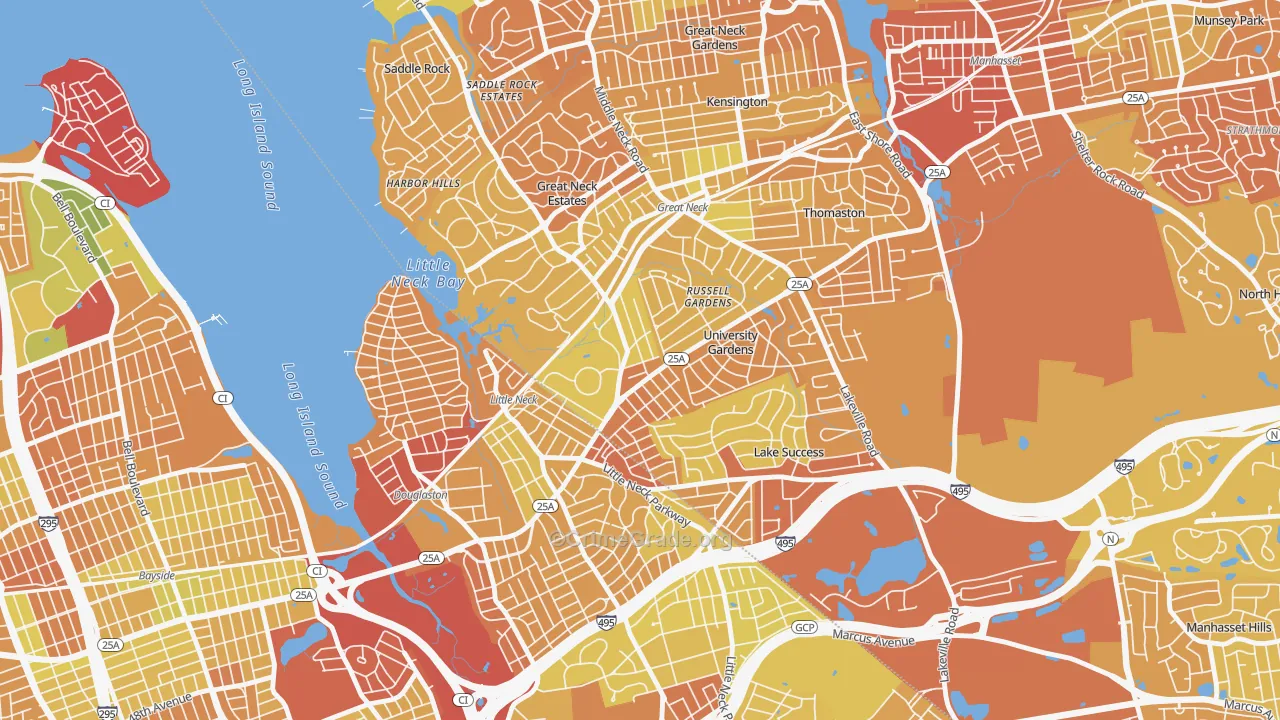 University Gardens, Great Neck, NY Map of Murder Rates