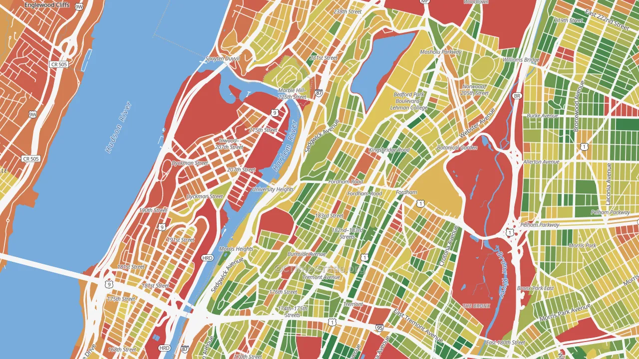 University Heights, Bronx, NY Map of Murder Rates