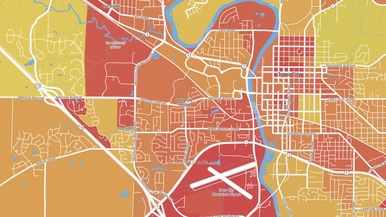 University Heights, IA Map of Murder Rates