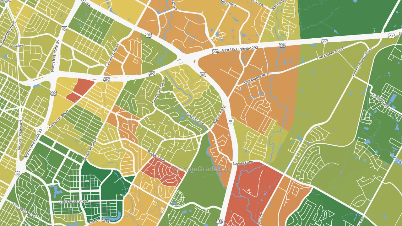 University Hills, Austin, TX Map of Murder Rates