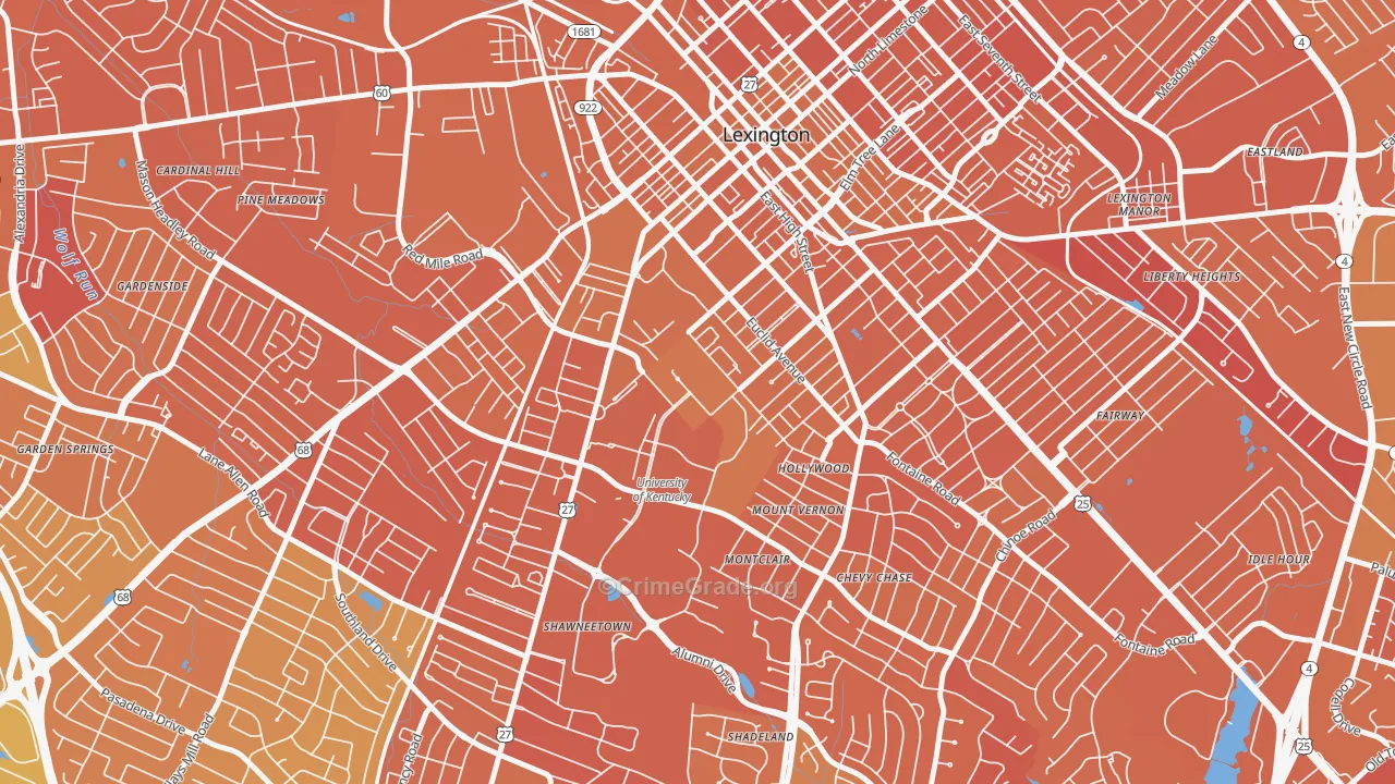 University of Kentucky, Lexington, KY Map of Murder Rates