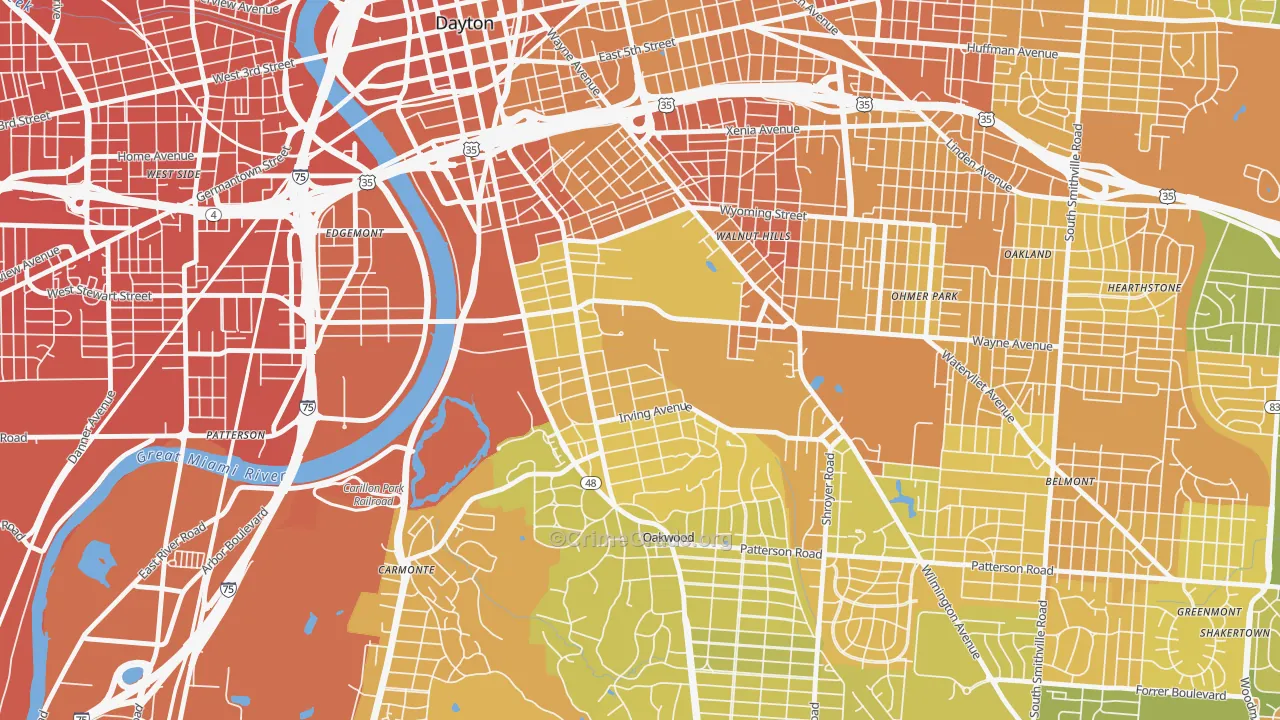 University Park, Dayton, OH Map of Murder Rates