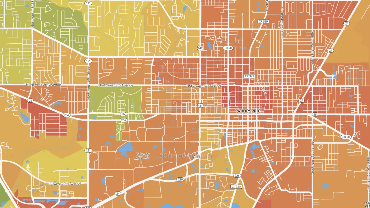 University Park-Gainsville, Gainesville, FL Map of Murder Rates