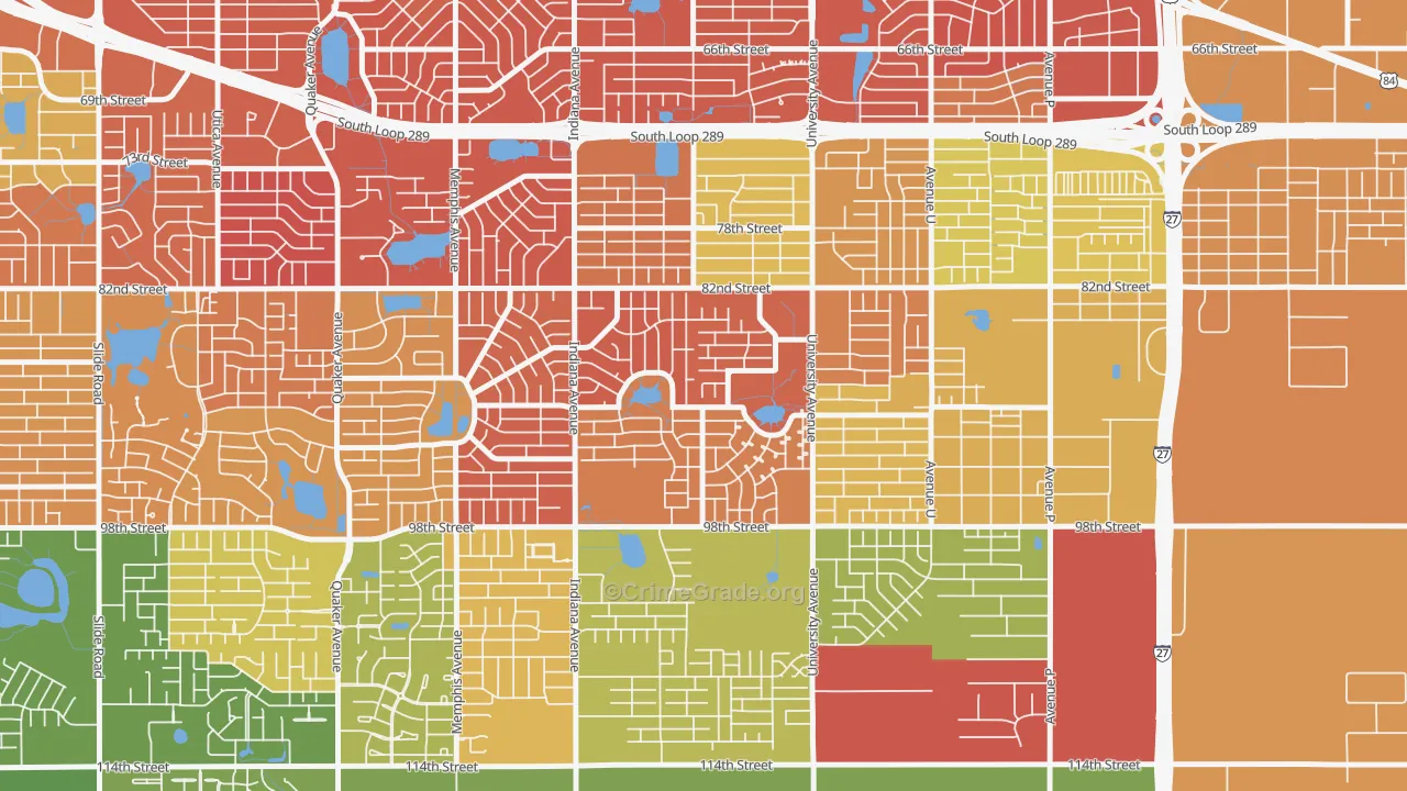 University Pines, Lubbock, TX Map of Murder Rates