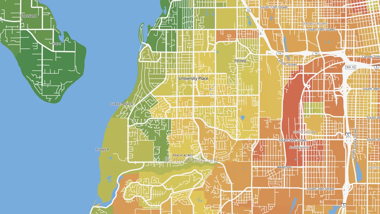 University Place, WA Map of Murder Rates