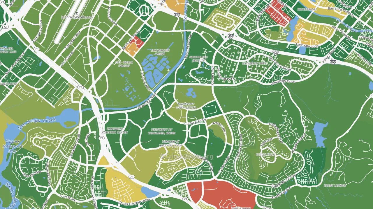University Town Center, Irvine, CA Map of Murder Rates