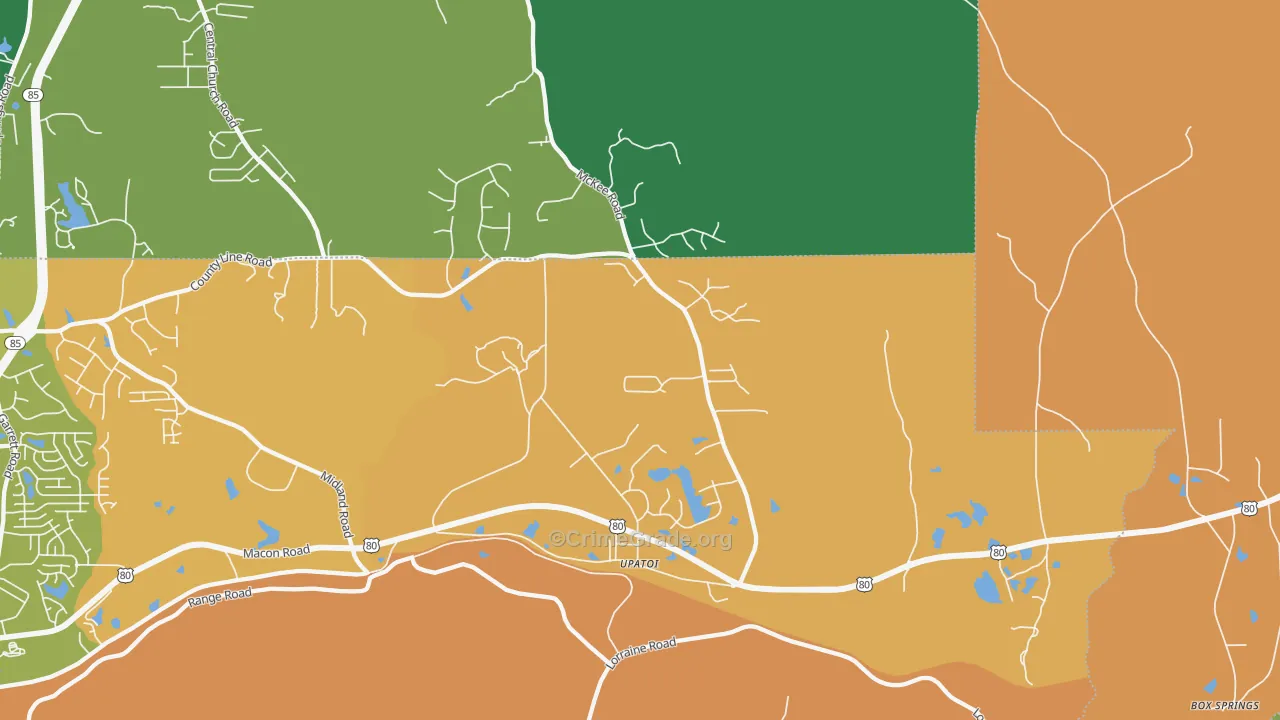 Upatoi, GA Map of Murder Rates
