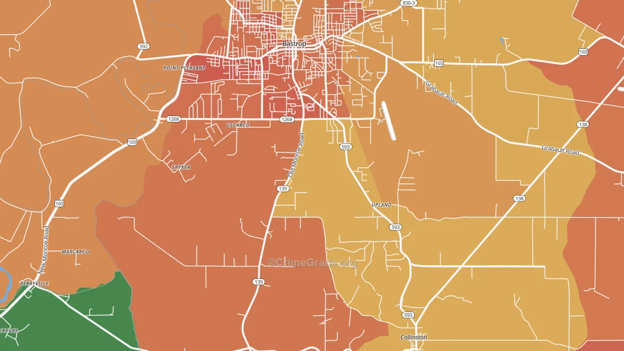 Upland, LA Map of Murder Rates