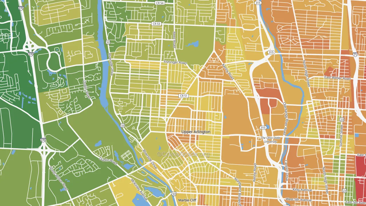 Upper Arlington, OH Map of Murder Rates