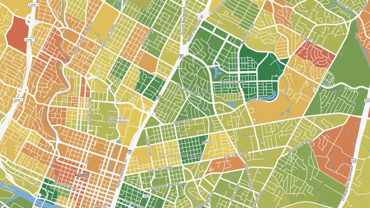 Upper Boggy Creek, Austin, TX Map of Murder Rates