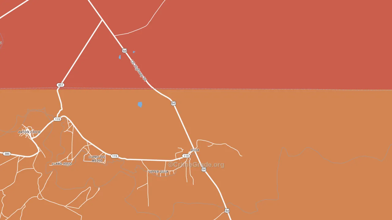 Upper Dilia, NM Map of Murder Rates