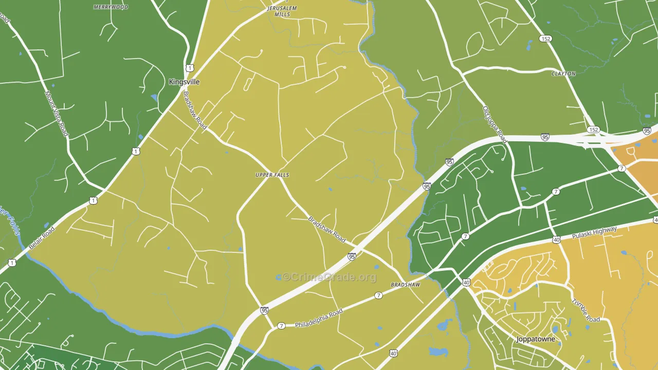 Upper Falls, MD Map of Murder Rates
