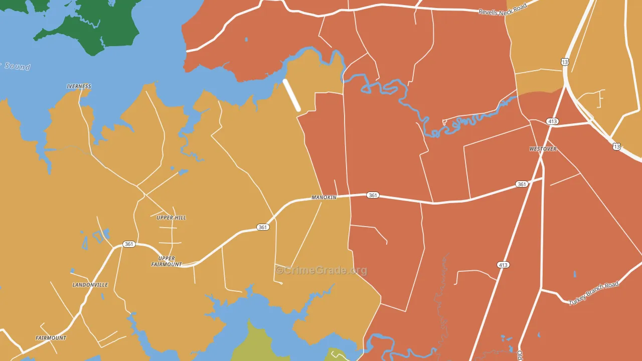 Upper Hill, MD Map of Murder Rates