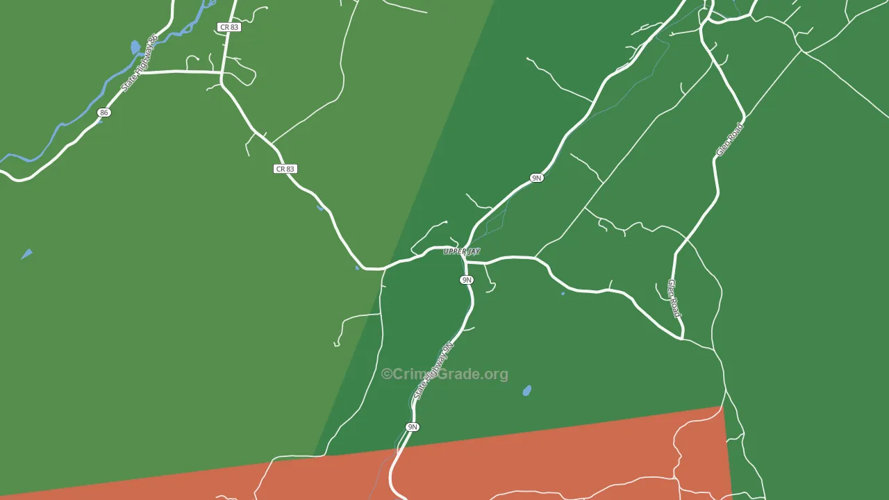 Upper Jay, NY Map of Murder Rates