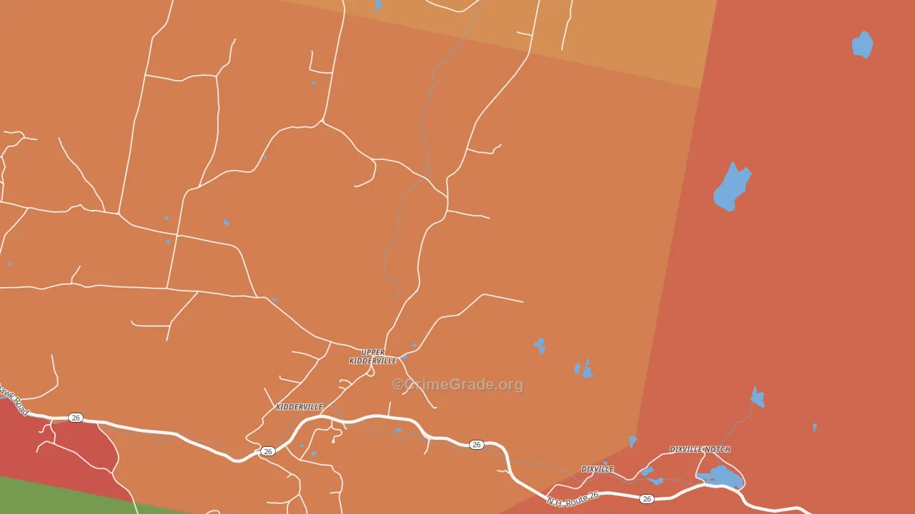 Upper Kidderville, NH Map of Murder Rates