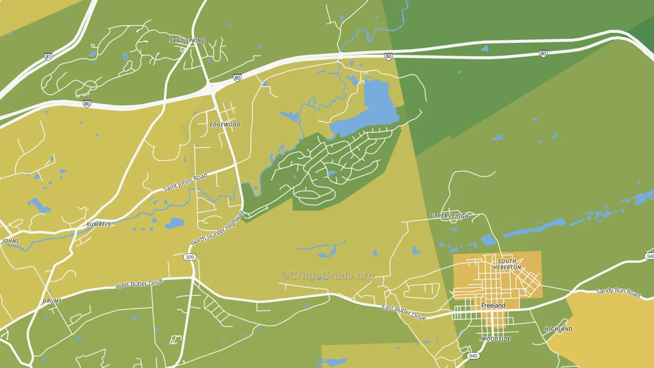 Upper Lehigh, PA Map of Murder Rates