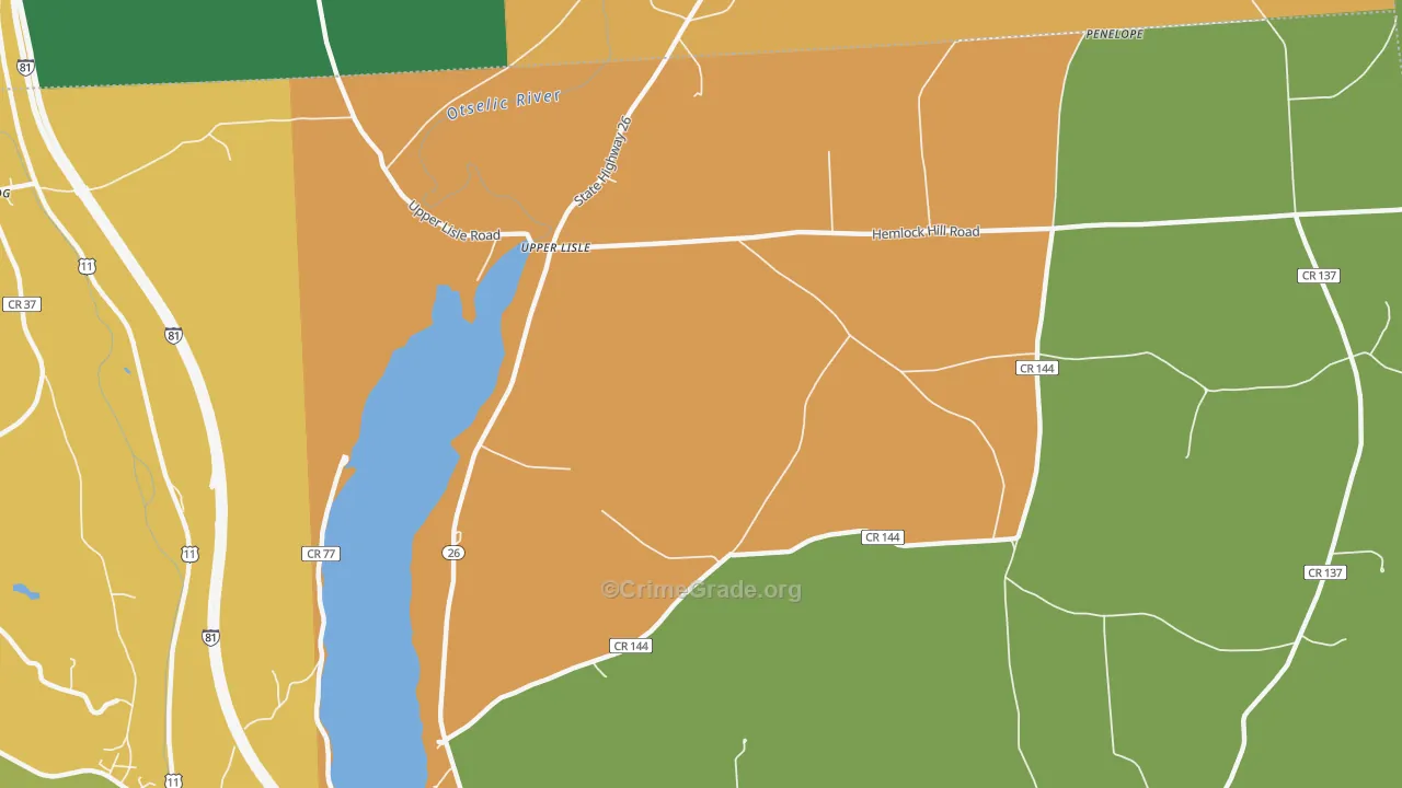 Upper Lisle, NY Map of Murder Rates