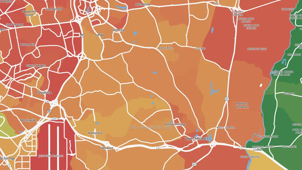 Upper Marlboro, MD Map of Murder Rates