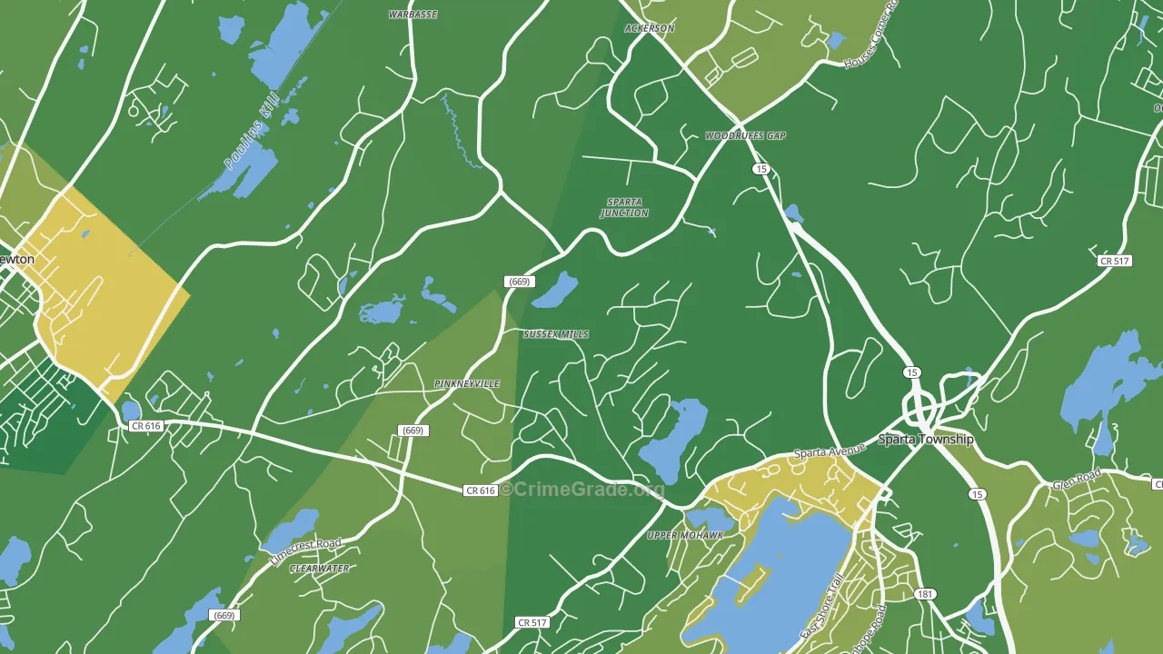 Upper Mohawk, NJ Map of Murder Rates