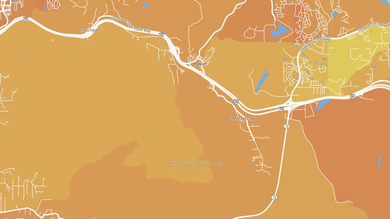 Upper Preston, WA Map of Murder Rates