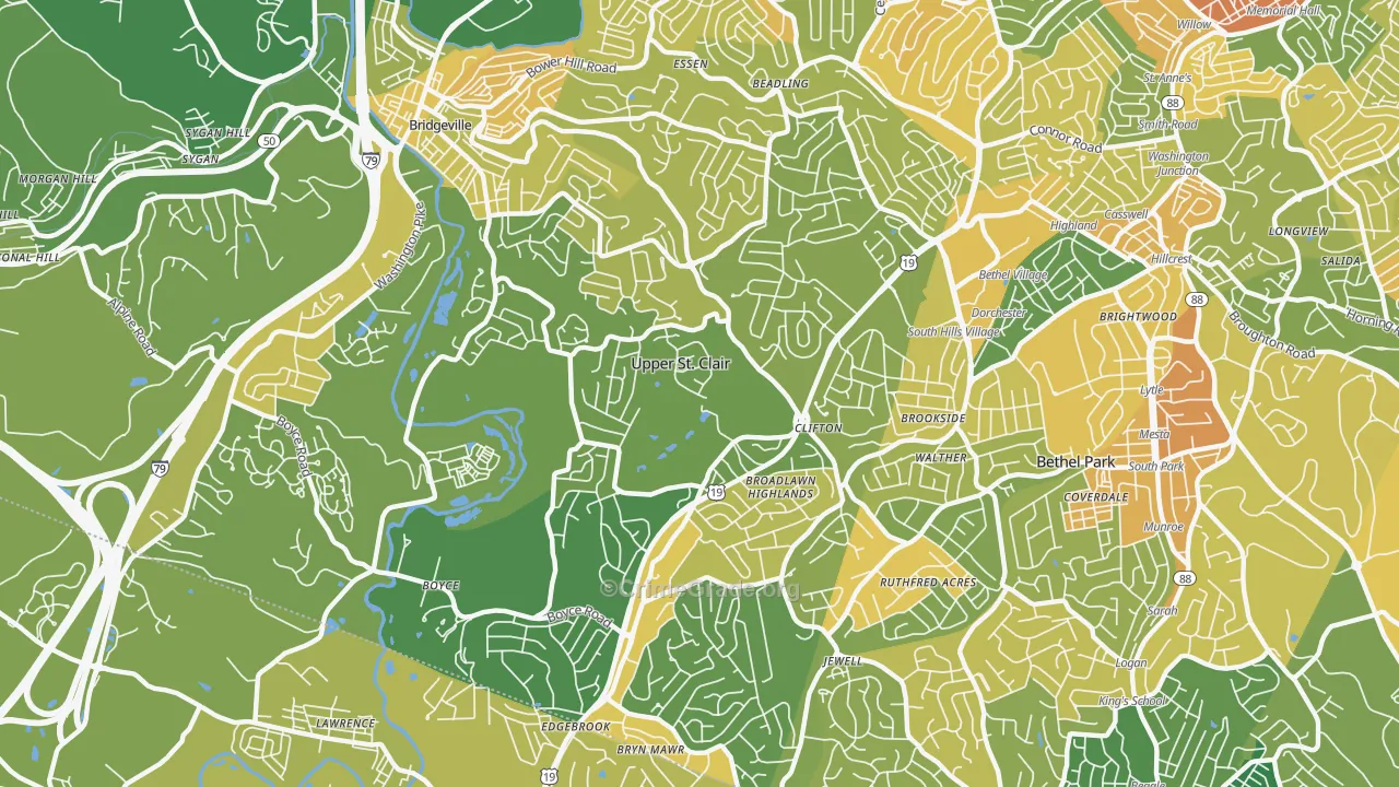 Upper St. Clair, PA Map of Murder Rates