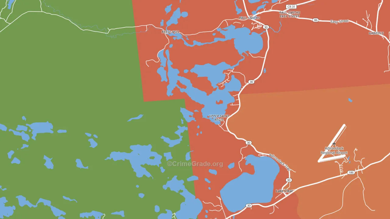 Upper St. Regis, NY Map of Murder Rates