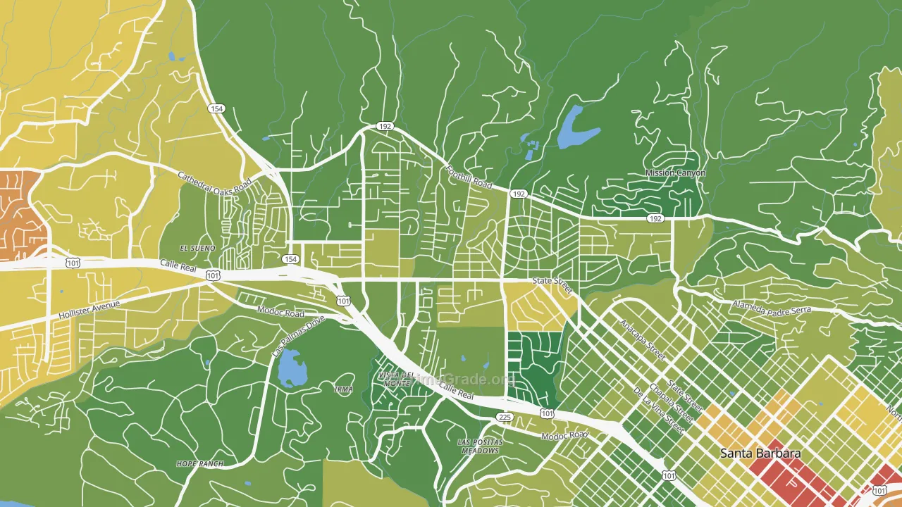 Upper State, Santa Barbara, CA Map of Murder Rates