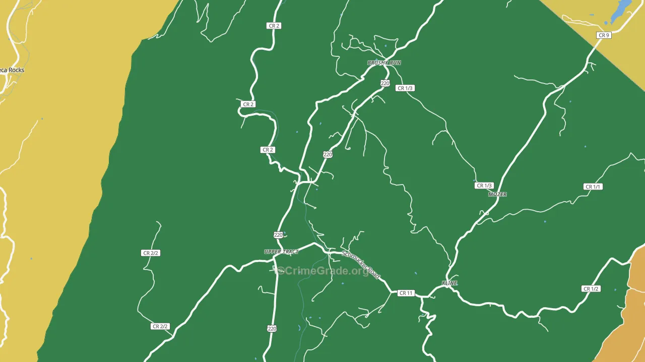 Upper Tract, WV Map of Murder Rates