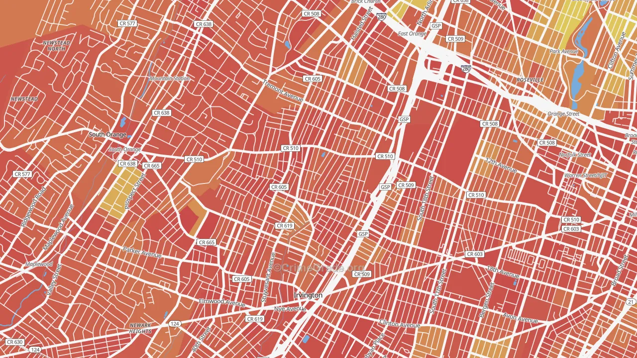 Upper Vailsburg, Newark, NJ Map of Murder Rates