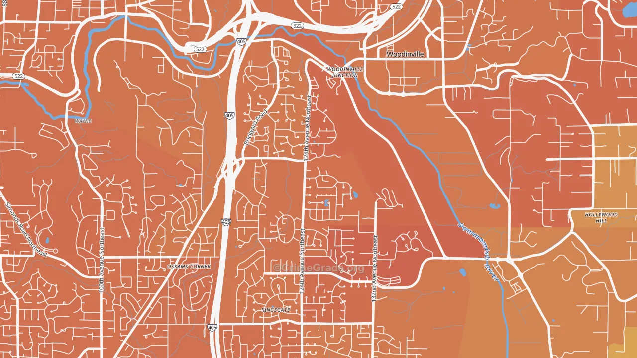 Upper West Ridge, Woodinville, WA Map of Murder Rates