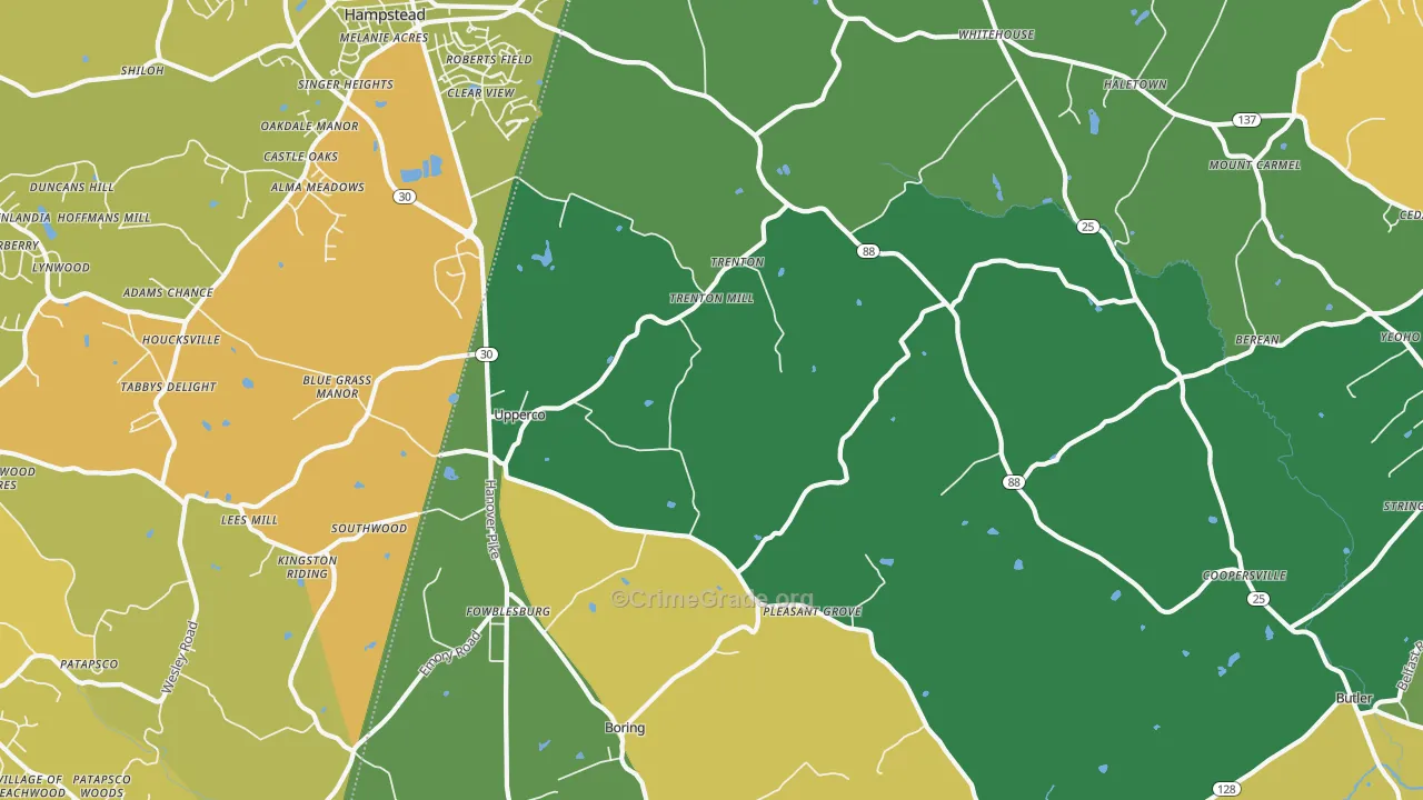 Upperco, MD Map of Murder Rates