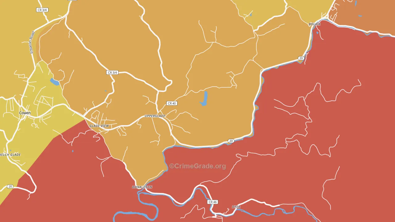 Upperglade, WV Map of Murder Rates