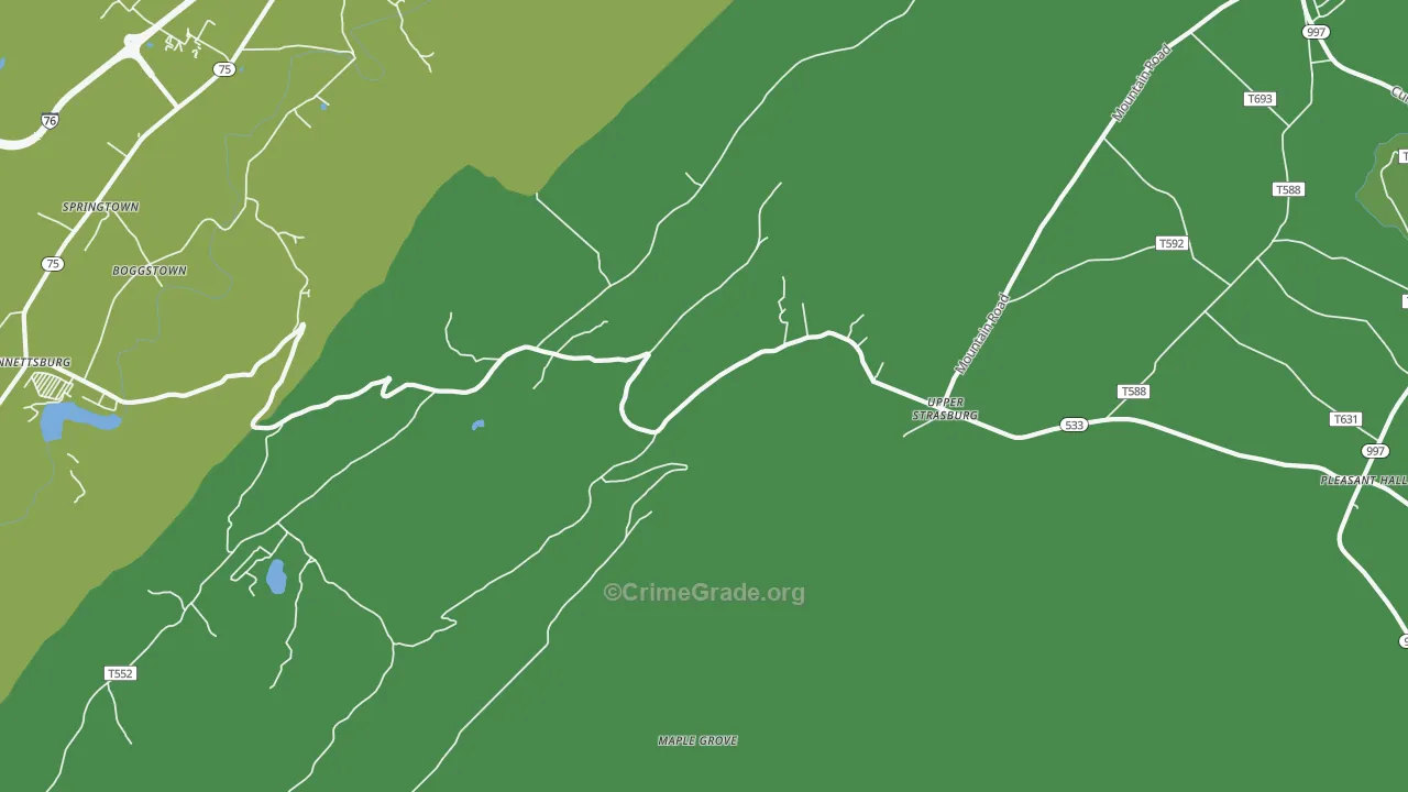 Upperstrasburg, PA Map of Murder Rates