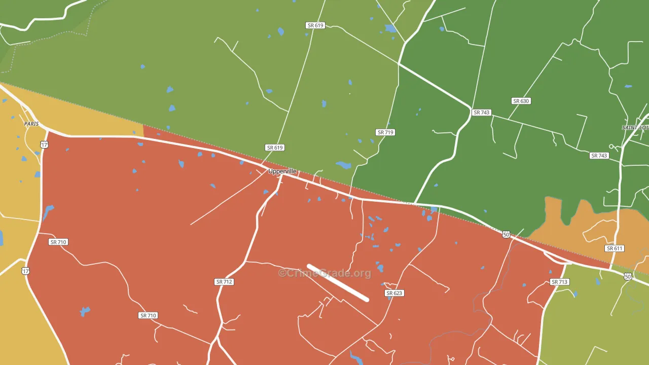 Upperville, VA Map of Murder Rates