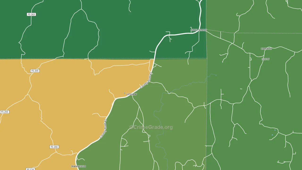 Upshaw, AL Map of Murder Rates