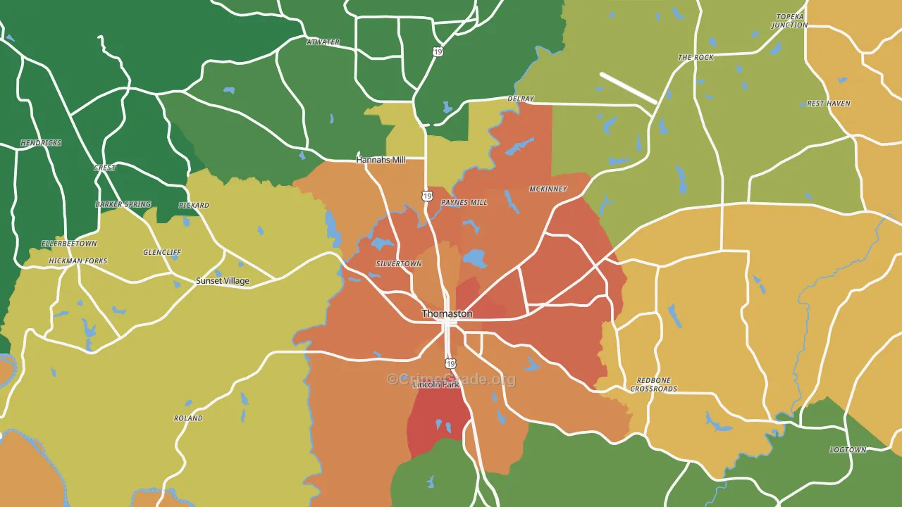 Upson County, GA Map of Murder Rates