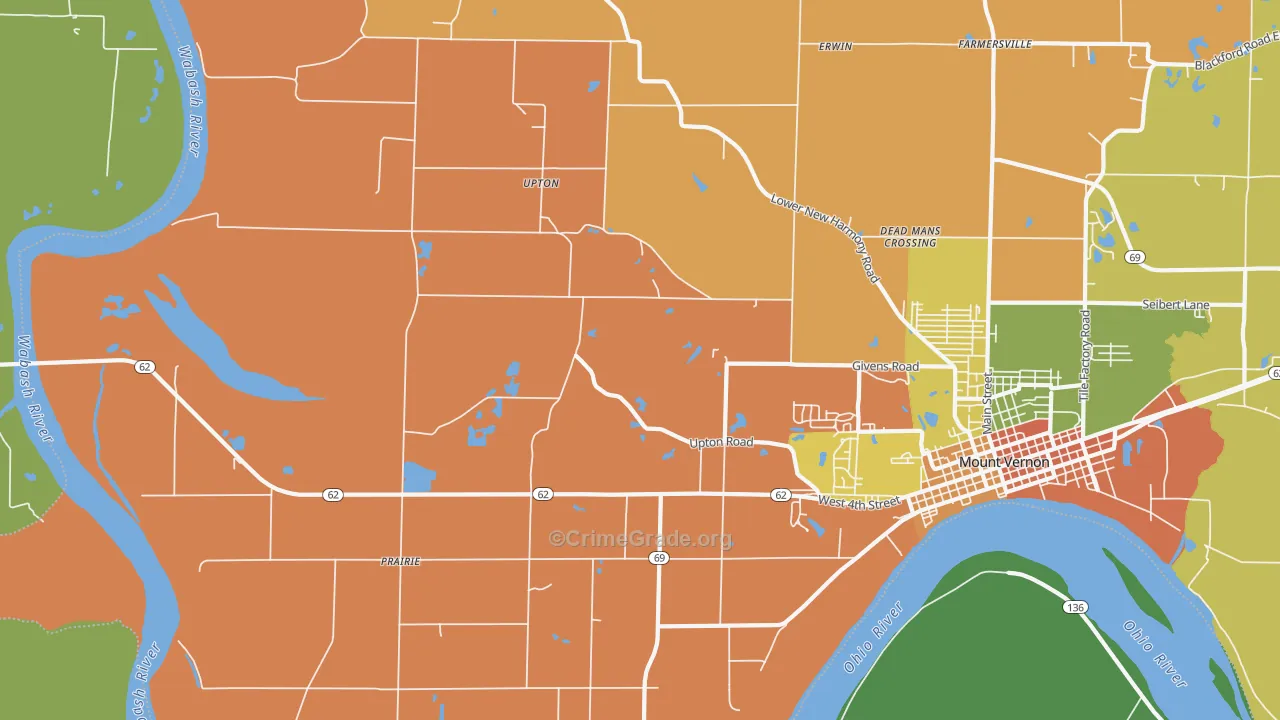 Upton, IN Map of Murder Rates