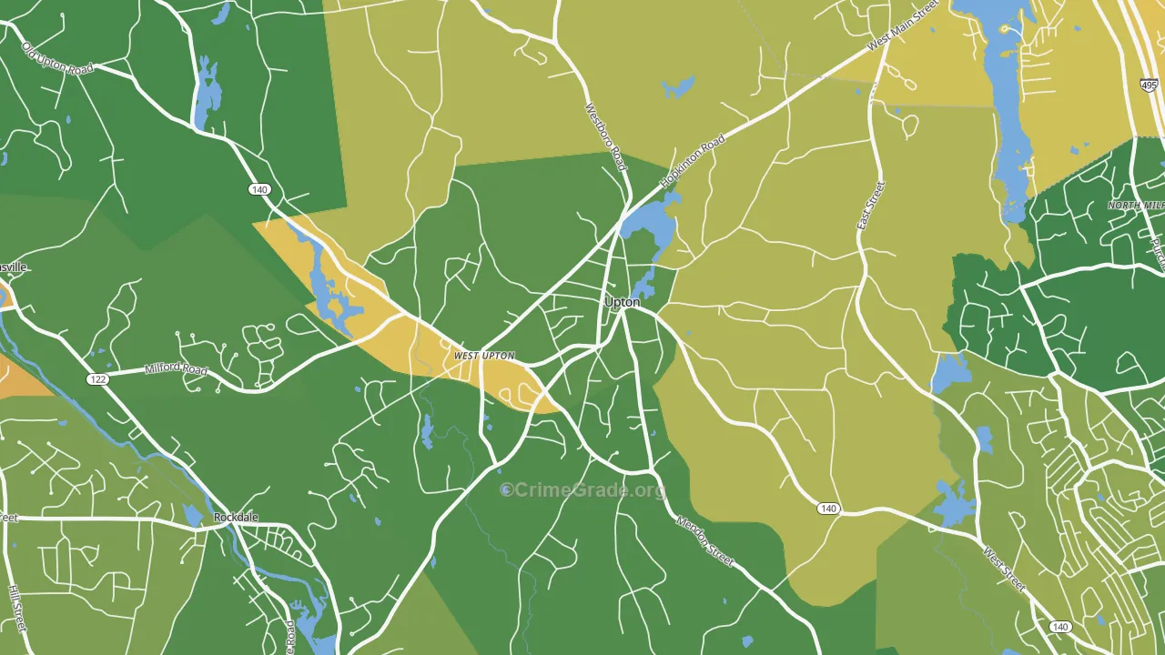 Upton, MA Map of Murder Rates