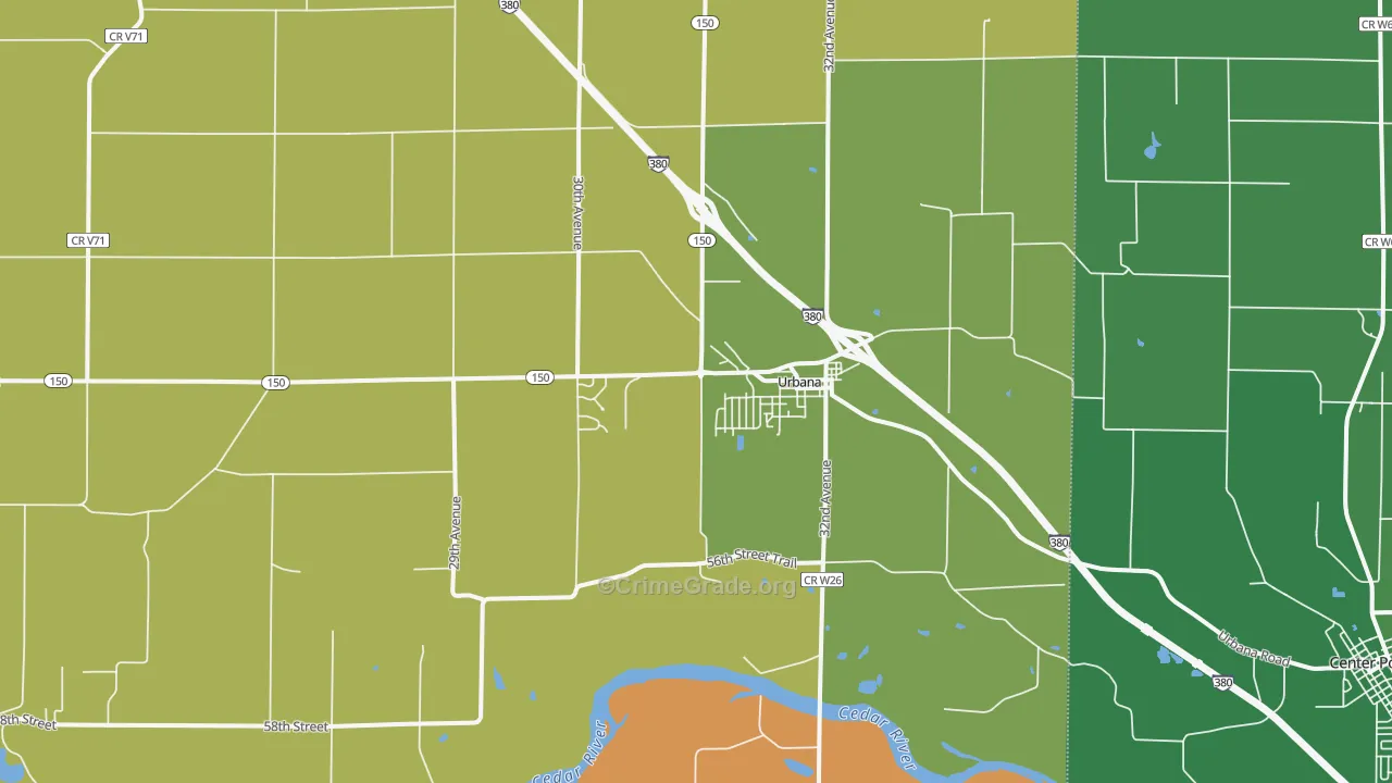 Urbana, IA Map of Murder Rates