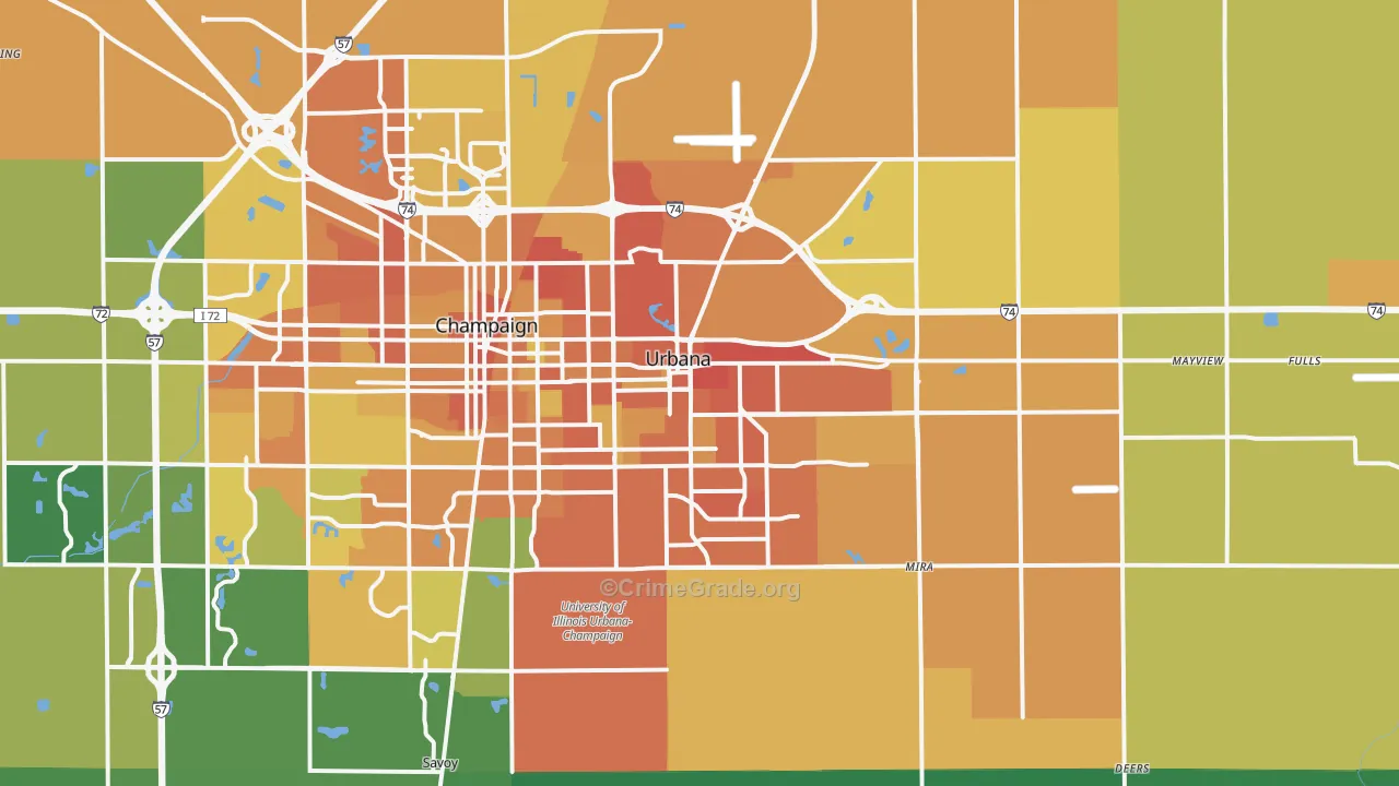 Urbana, IL Map of Murder Rates