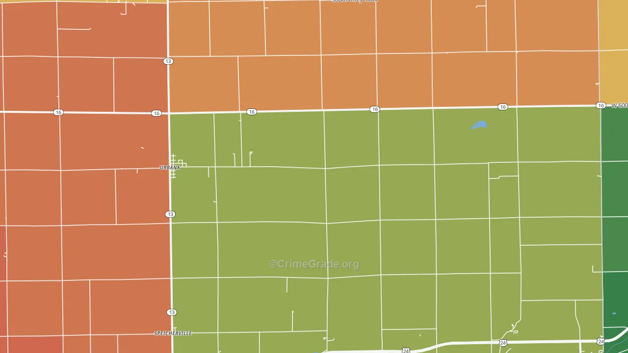 Urbana, IN Map of Murder Rates