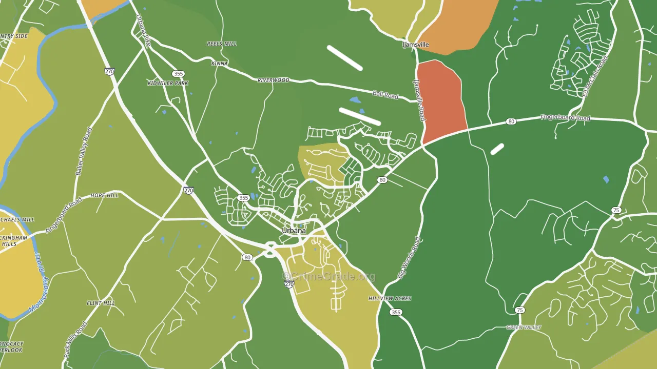 Urbana, MD Map of Murder Rates