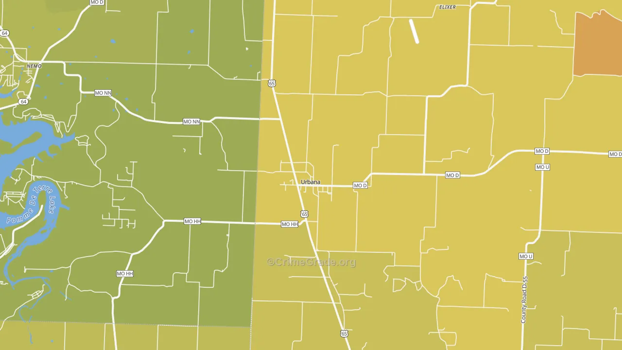 Urbana, MO Map of Murder Rates
