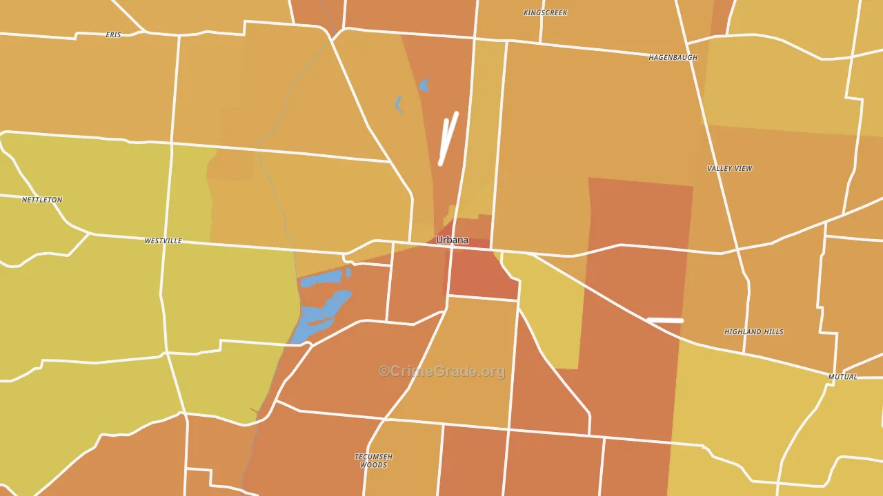 Urbana, OH Map of Murder Rates