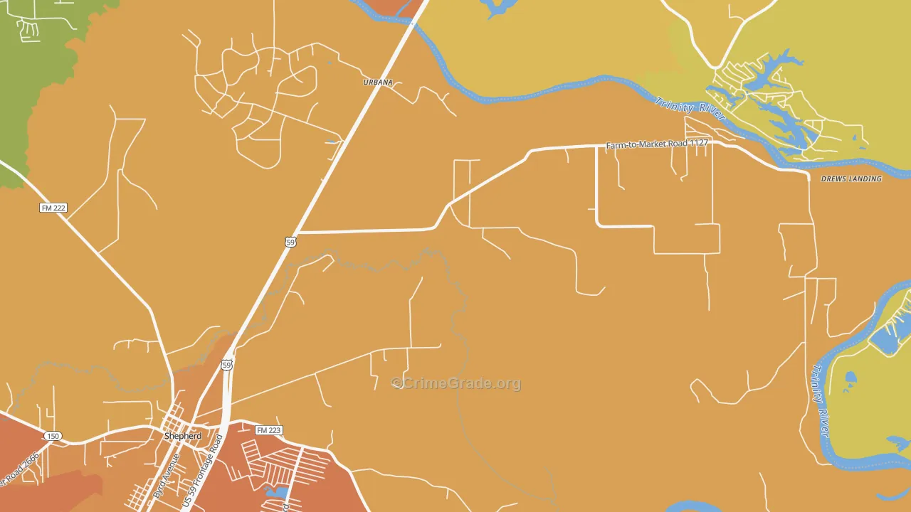 Urbana, TX Map of Murder Rates