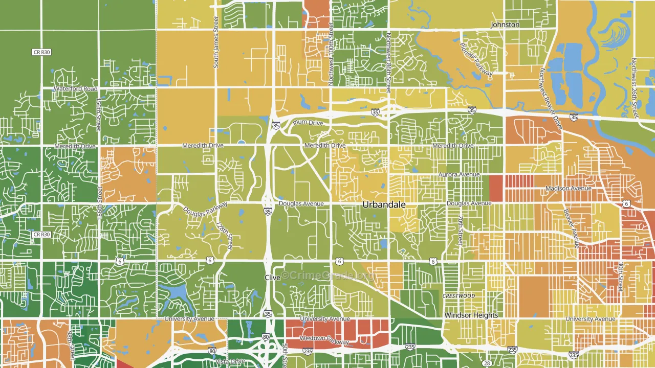 Urbandale, IA Map of Murder Rates