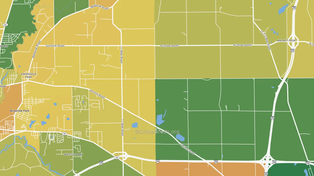 Urbandale, MI Map of Murder Rates