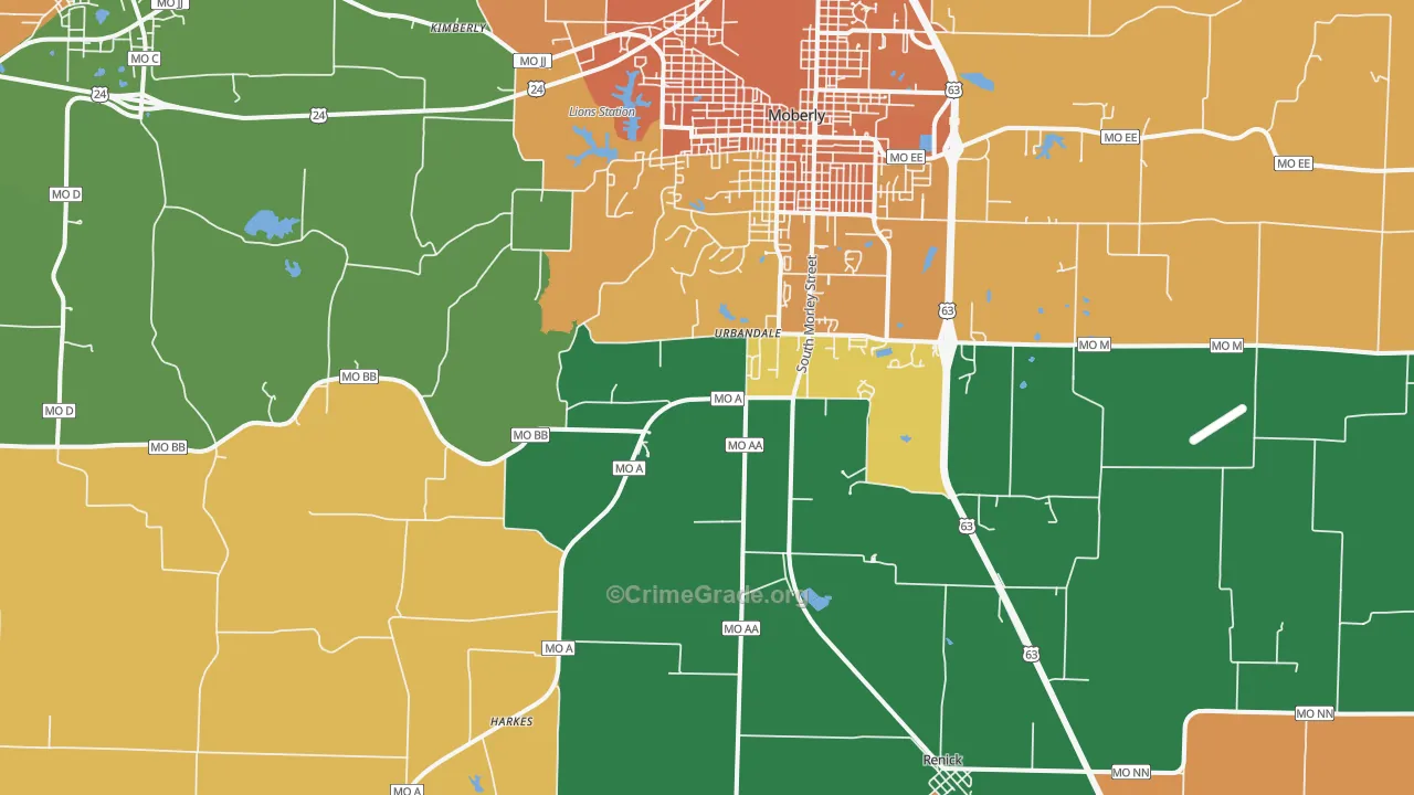 Urbandale, MO Map of Murder Rates