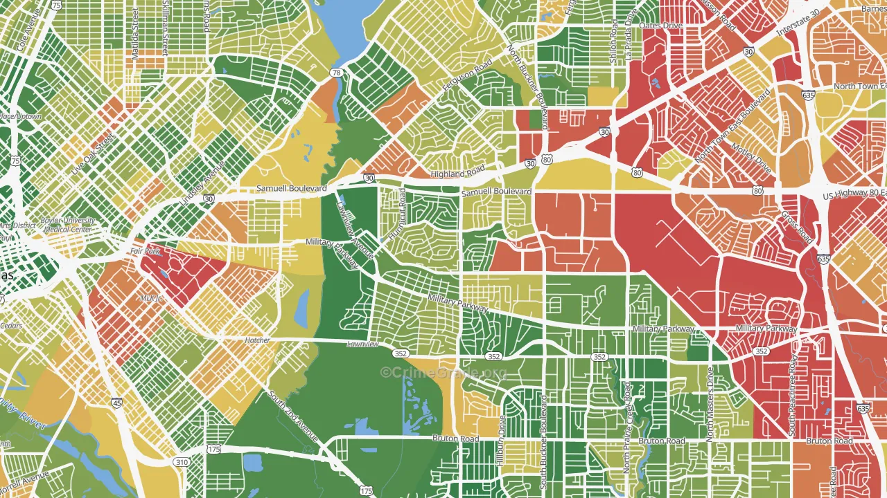 Urbandale-Parkdale, Dallas, TX Map of Murder Rates