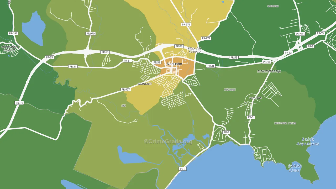 Urbanizacion Diplo, Naguabo, PR Map of Murder Rates